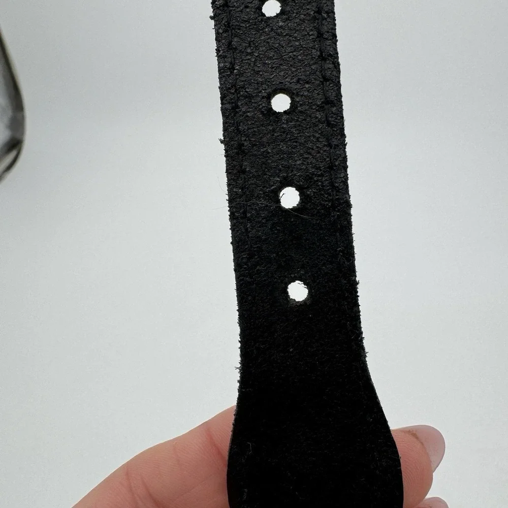 Talbots Genuine Leather Braided Belt Solid Brass Buckle Black XS VTG 6309‎ Boho